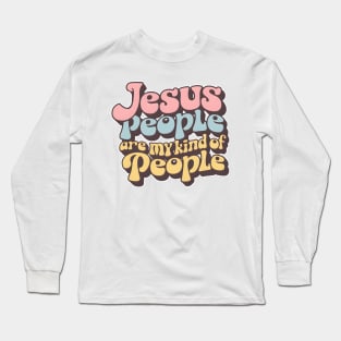 "Jesus People" Retro Bubble Letter Tee Long Sleeve T-Shirt